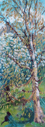 Cat and catkins 80x30cm